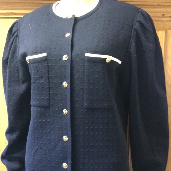 Vintage Italian Avagolf Designer Dark Blue Textured Knit Sweater Dress - Picture 3 of 8